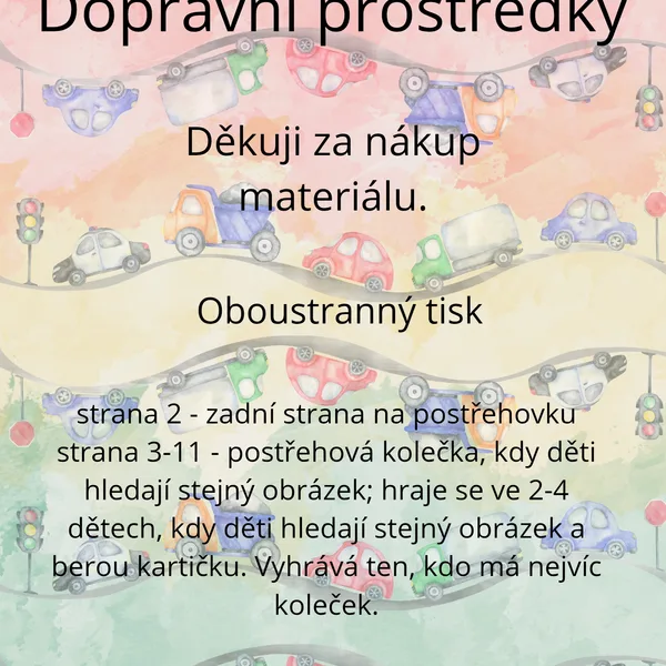 Dopravní prostředky - postřehová hra 1