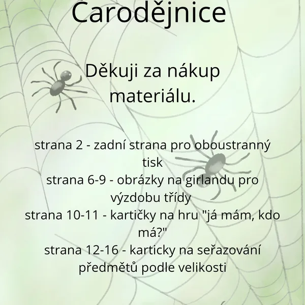 Čarodějnice - girlanda, "já mám, kdo má?", seřazování podle velikosti 1