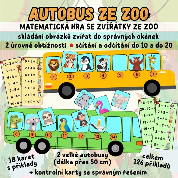 AUTOBUS ZE ZOO (sčítání a odčítání do 10 a do 20) 1