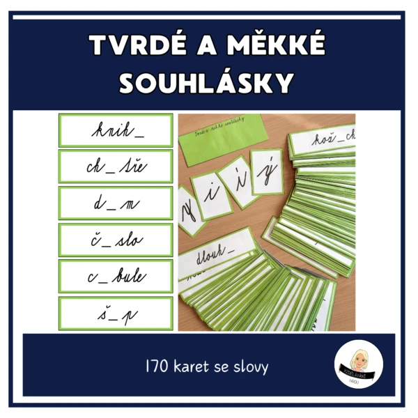 Měkké a tvrdé souhlásky - karty se slovy 1