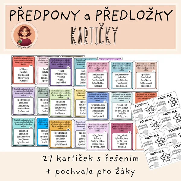 Předpony a předložky - kartičky 1