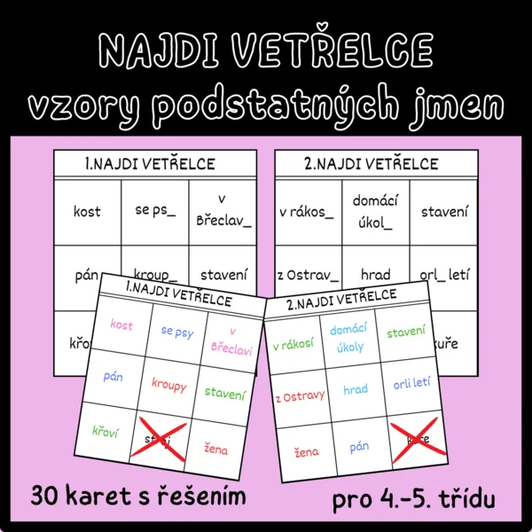 Najdi vetřelce - vzory podstatných jmen 1