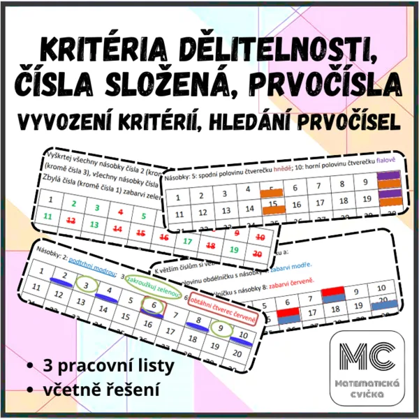 Kritéria dělitelnosti, prvočísla, čísla složená 1