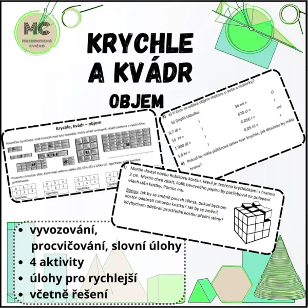Krychle a kvádr - objem (vyvozování, procvičování, slovní úlohy) 1