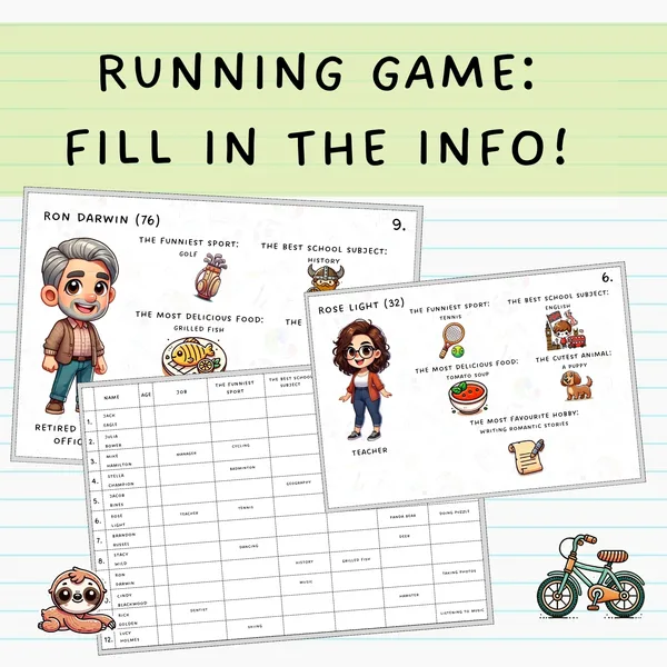 English running - fill in the info! 1