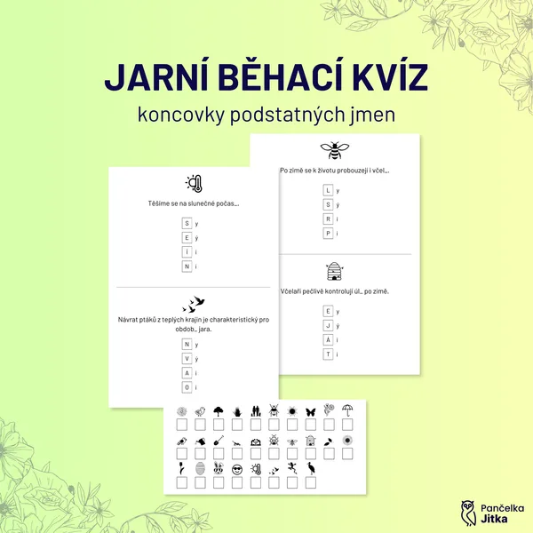 Jarní běhací kvíz - koncovky podstatných jmen 1