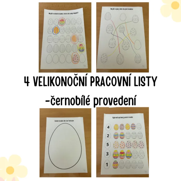 4 Velikonoční pracovní listy - černobílé provedení 1