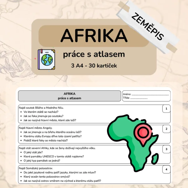 Afrika - práce s atlasem 1