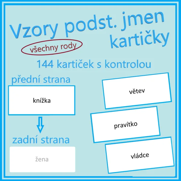 Vzory podstatných jmen - kartičky 1