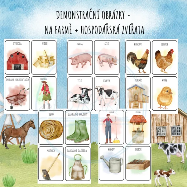 DEMONSTRAČNÍ OBRÁZKOVÉ KARTY - NA FARMĚ + HOSPODÁŘSKÁ ZVÍŘATA 1