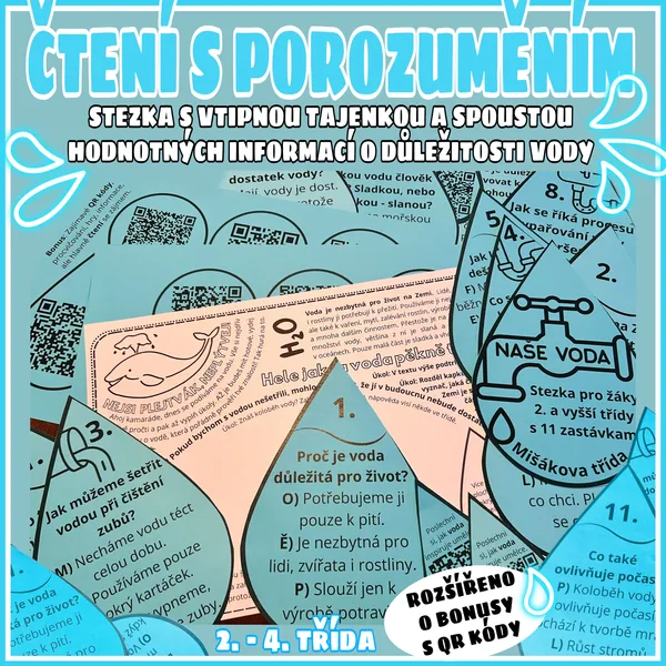Důležitost vody - stezka, čtení s porozuměním, QR kódy 1
