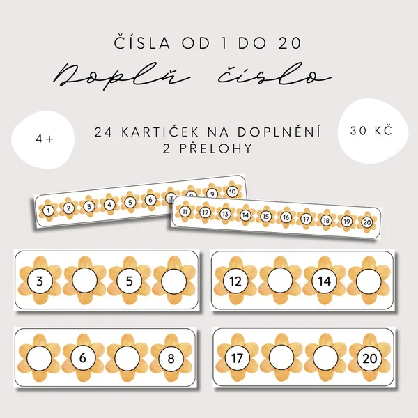 Doplň čísla - KVĚTINKY 1