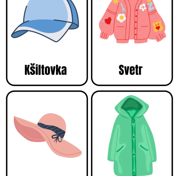 Oblečení demonstrační kartičky 1