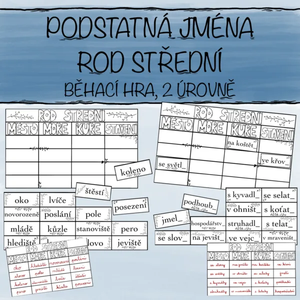 Podstatná jména rodu středního - běhačka 1