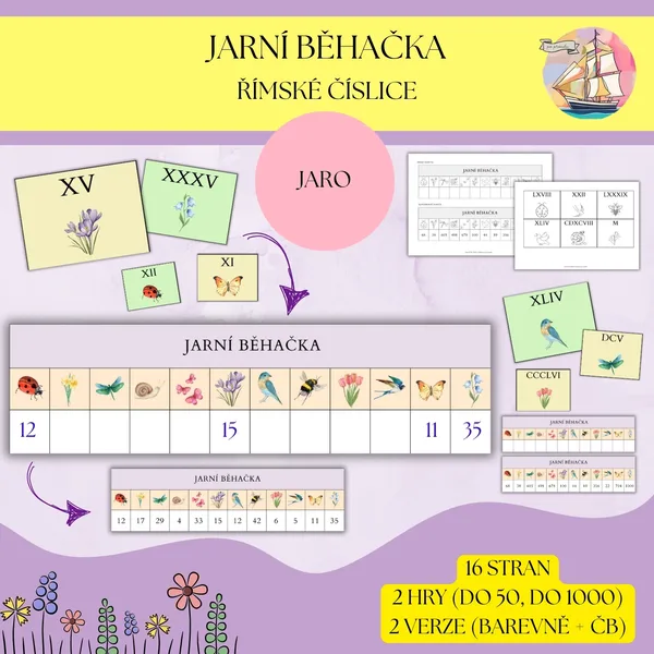 Jarní matematická běhačka - římské číslice 1