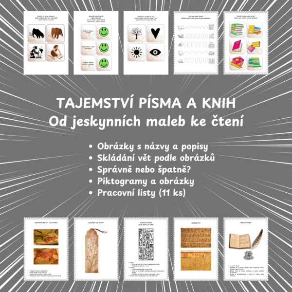 Tajemství písma a knih - obrázky, aktivity, pracovní listy 1