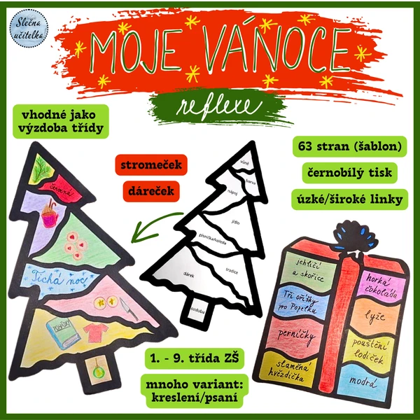 MOJE VÁNOCE - reflexe (2 motivy: stromeček/dáreček) 1