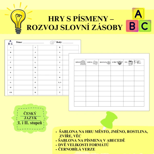 Hry s písmeny –⁠⁠⁠⁠⁠⁠ rozvoj slovní zásoby 1