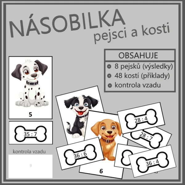 Násobilka - pejsci a kosti (násobilkové dělení, dělilka)  1