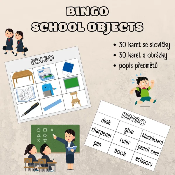 School objects - bingo 1