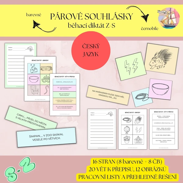 Párové souhlásky Z-S běhací diktát 1