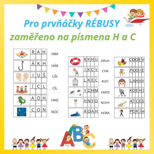Rébusy pro prvňáčky (slova s H a C) 1