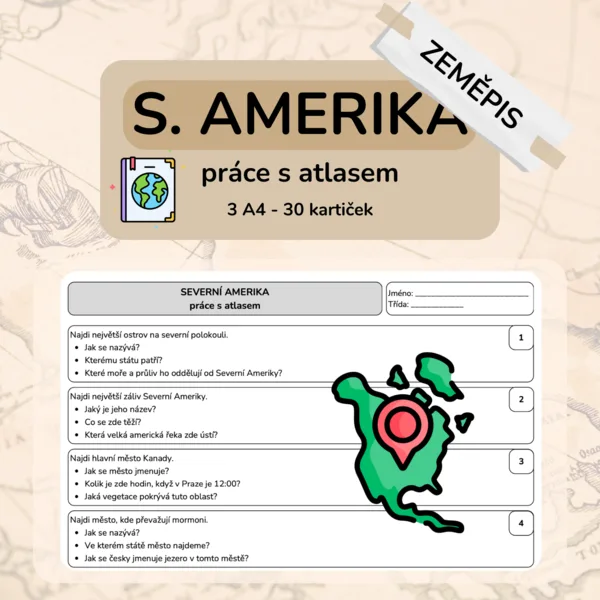 Severní Amerika - práce s atlasem 1