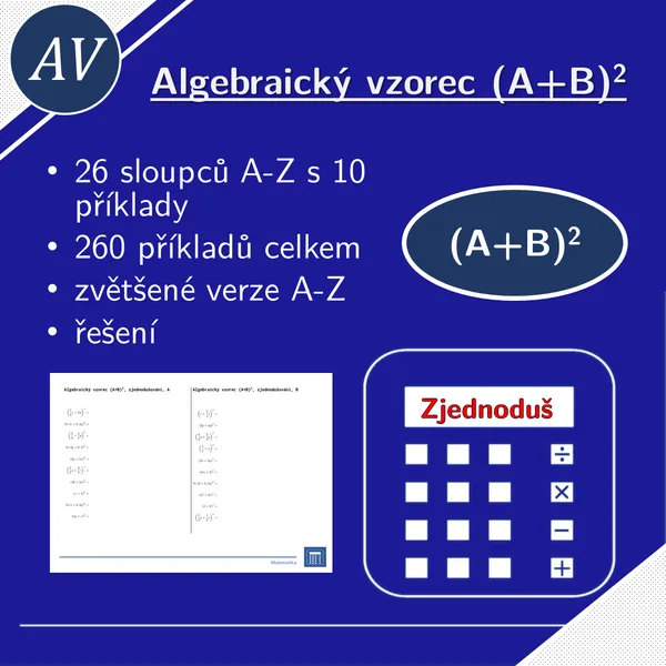 Algebraický vzorec (A+B)^2, zjednodušování | matematika, algebra | 26 sloupců 1