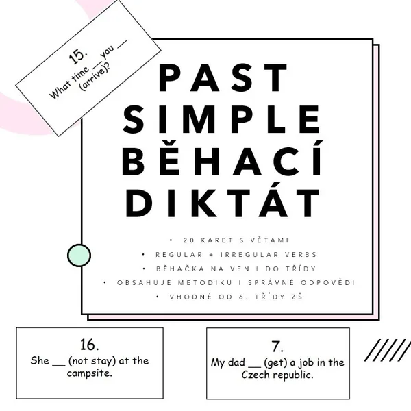 Past simple (regular + irregular verbs) - běhací diktát  1