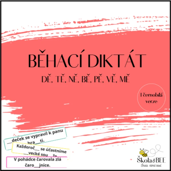 Běhací diktát - dě, tě, ně, bě, pě, vě, mě 1