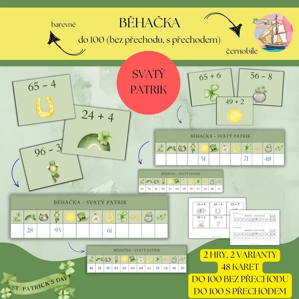 Svatý Patrik - matematická běhačka do 100 (bez přechodu, s přechodem) 1