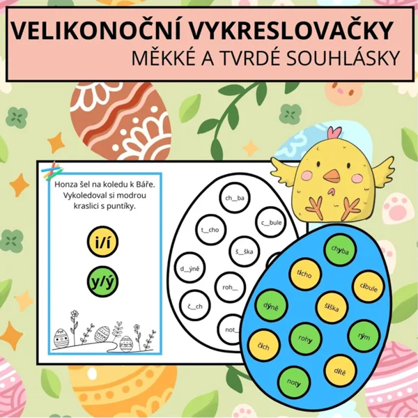 VELIKONOČNÍ VYKRESLOVAČKY - TVRDÉ A MĚKKÉ SOUHLÁSKY 1