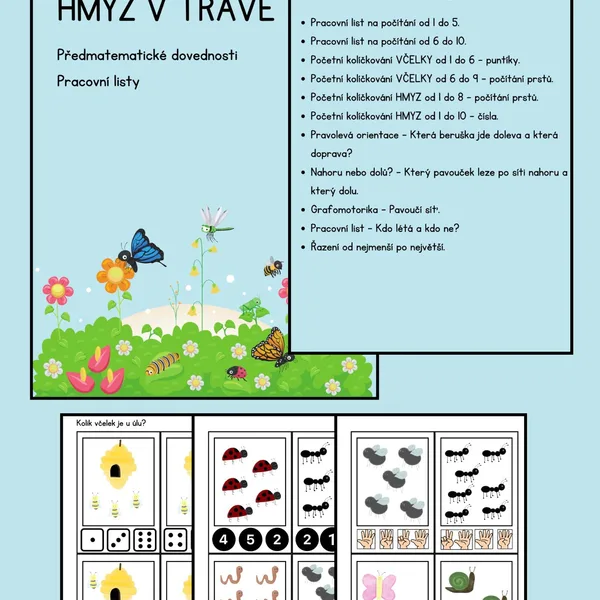 Hmyz - pracovní listy a předmatematické dovednosti 1