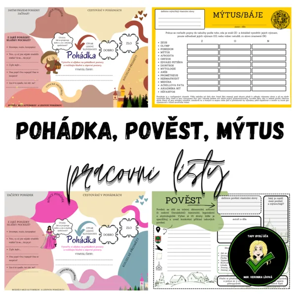 Pohádka, pověst, mýty - pracovní listy  1
