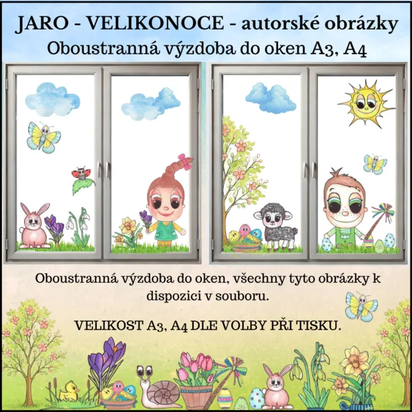 🌸 JARNÍ A VELIKONOČNÍ VÝZDOBA – PDF soubor (A4 & A3, oboustranný tisk) 🌸 1
