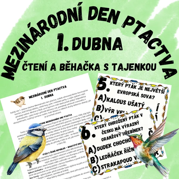 Mezinárodní den ptactva 1. dubna - čtení a běhačka s tajenkou 1