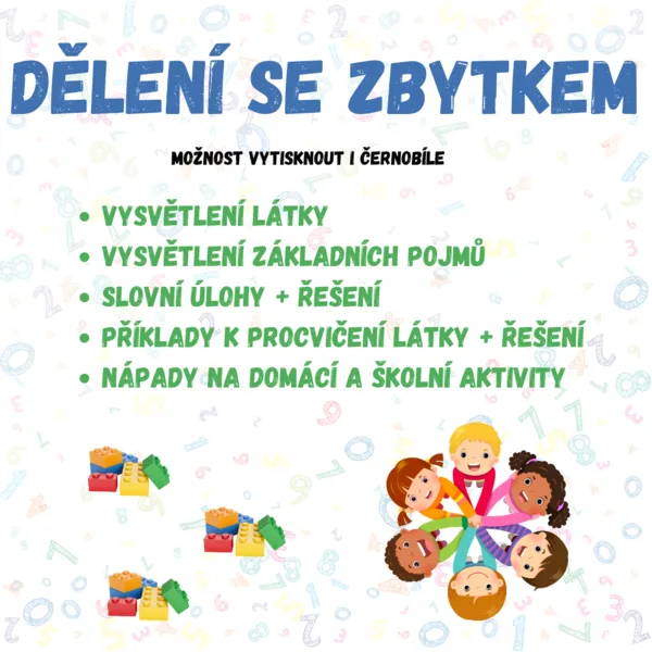 Dělení se zbytkem - příklady + řešení, slovní úlohy, výklad látky 1