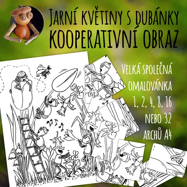 Jarní květiny s dubánky - kooperativní obraz 1