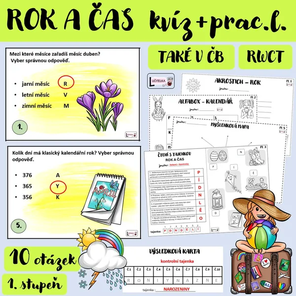 ROK A ČAS - EDUKAČNÍ KVÍZ A PRACOVNÍ LISTY 1