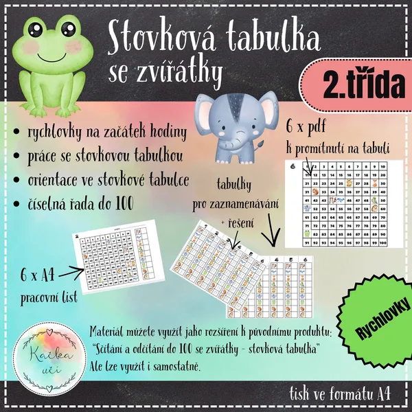 Stovková tabulka se zvířátky 1