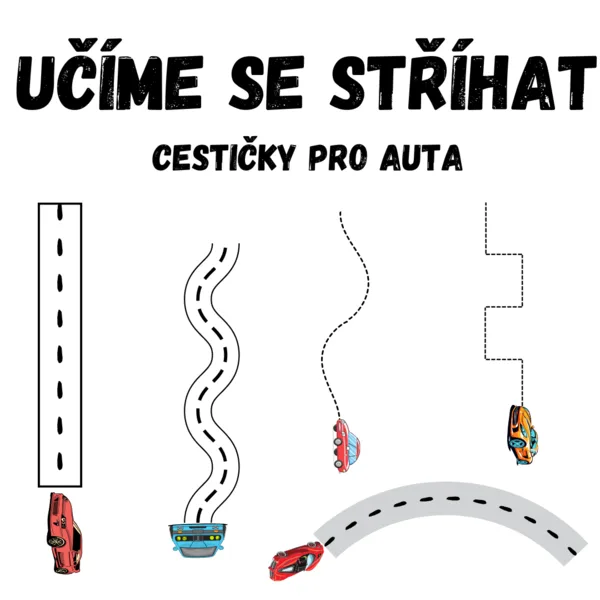 Stříhání - učíme se stříhat - AUTA 1