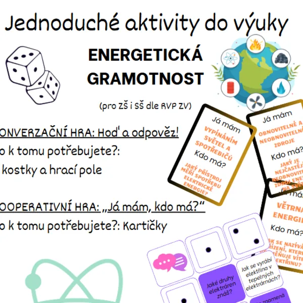 Jednoduché aktivity do výuky - ENERGETICKÁ GRAMOTNOST 1