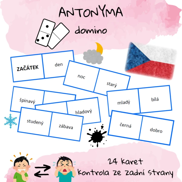 Antonyma (slova protikladná) - DOMINO 1