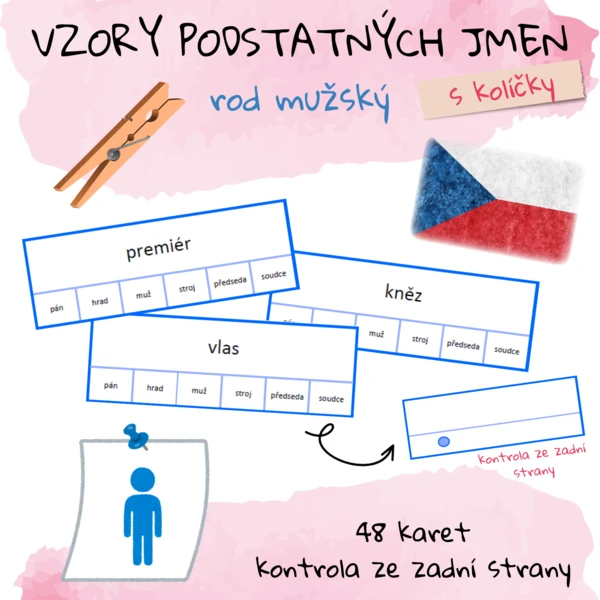 Vzory podstatných jmen s kolíčky - rod mužský 1