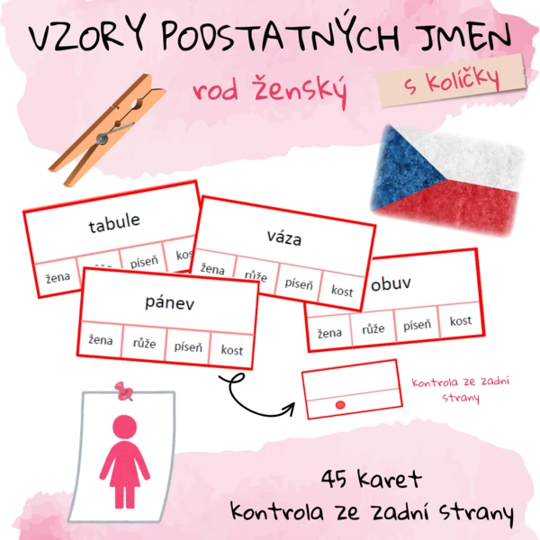 Vzory podstatných jmen s kolíčky - rod ženský 1