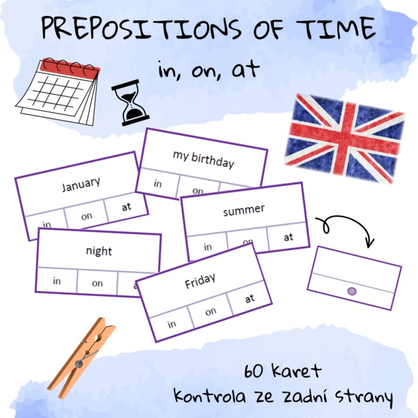 Prepositions of time – in, on, at (pomůcka s kolíčky) 1