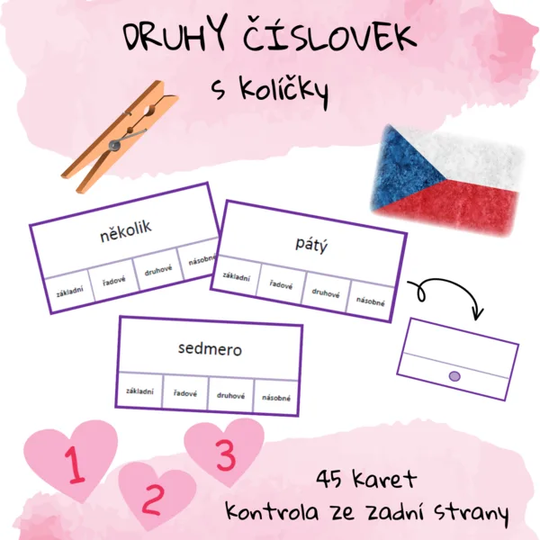Druhy číslovek s kolíčky 1