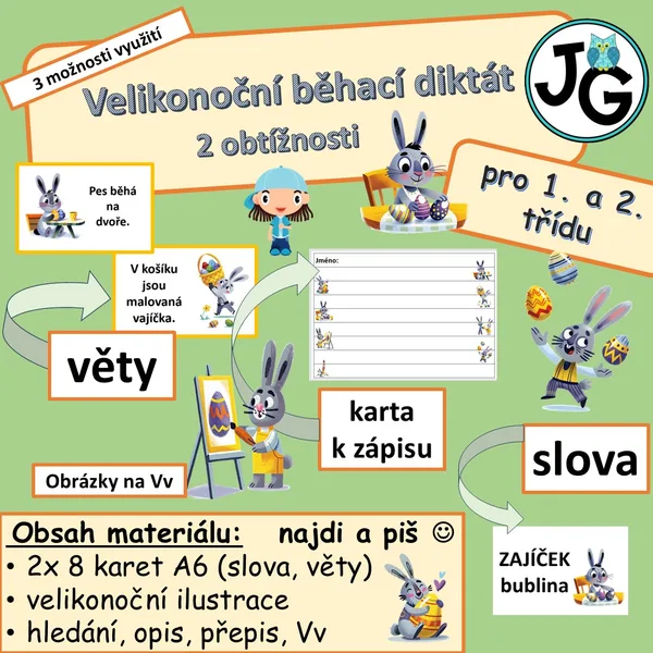 Velikonoční běhací diktát pro 1. a 2. třídu 1