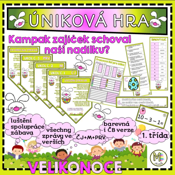 ÚNIKOVÁ HRA- VELIKONOCE- Kampak nám zajíček schoval nadílku?- 1. třída 1