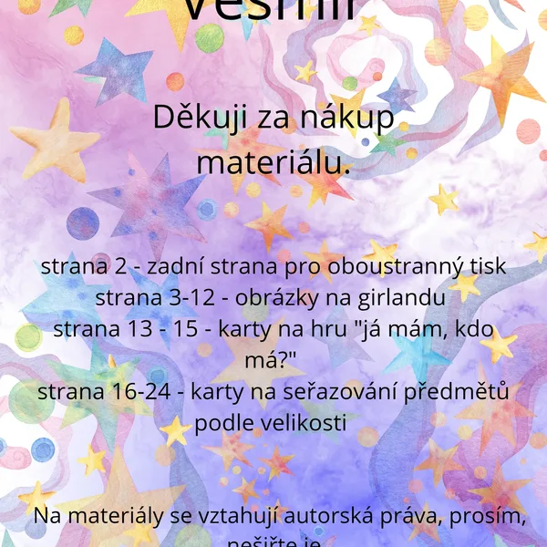 Vesmír - girlanda, karty na seřazování, "já mám, kdo má?" 1